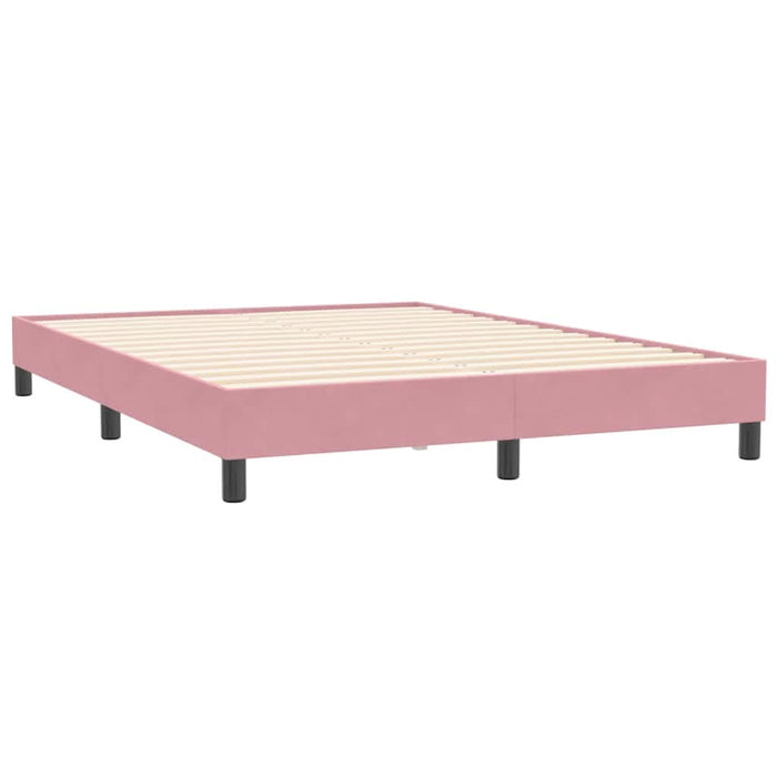 Pat cu arcuri cu saltea și LED, roz, 140x210 cm, catifea - WALTI WALTI