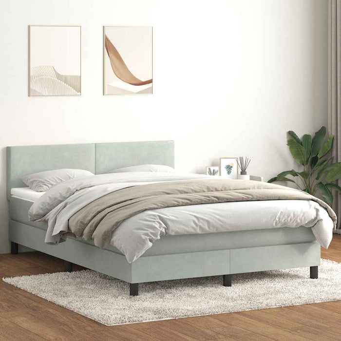 Pat cu arcuri cu saltea și LED, gri deschis, 160x210 cm, catifea WALTI