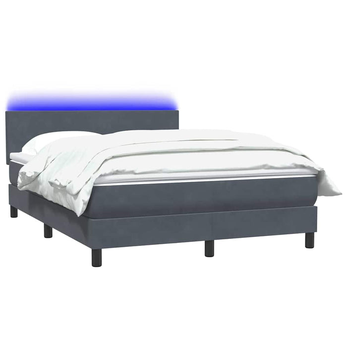 Pat cu arcuri cu saltea și LED, gri închis, 160x210 cm, catifea WALTI