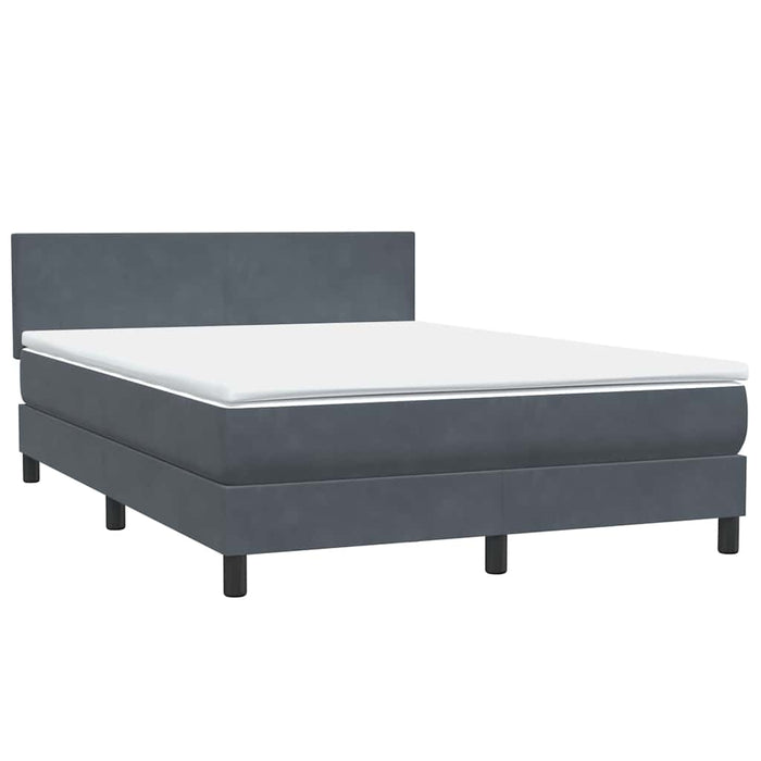 Pat cu arcuri cu saltea și LED, gri închis, 160x210 cm, catifea WALTI