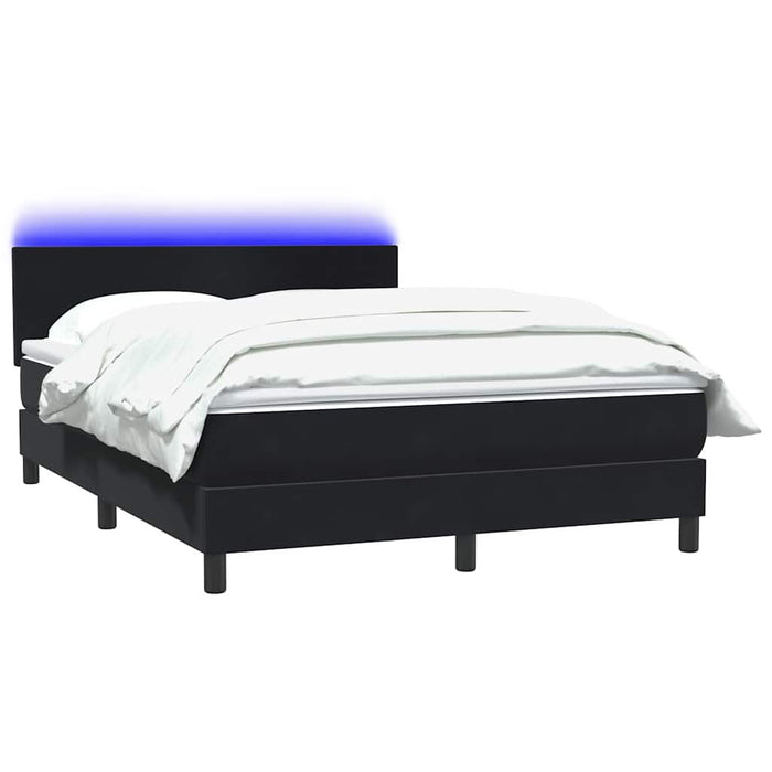 Pat cu arcuri cu saltea și LED, negru, 160x210 cm, catifea WALTI