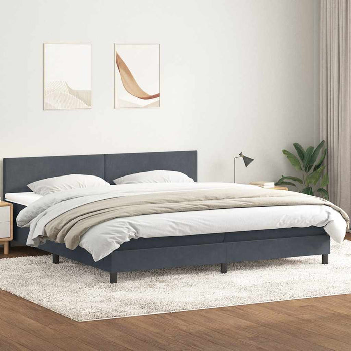Pat cu arcuri cu saltea și LED, gri închis, 180x210 cm, catifea - WALTI WALTI