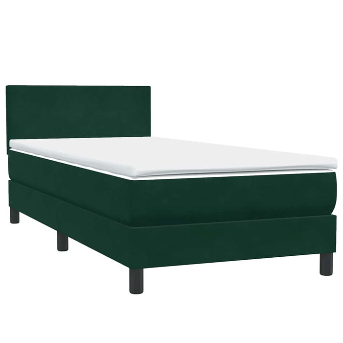 Pat cu arcuri cu saltea și LED, verde închis, 80x220 cm, catifea - WALTI WALTI