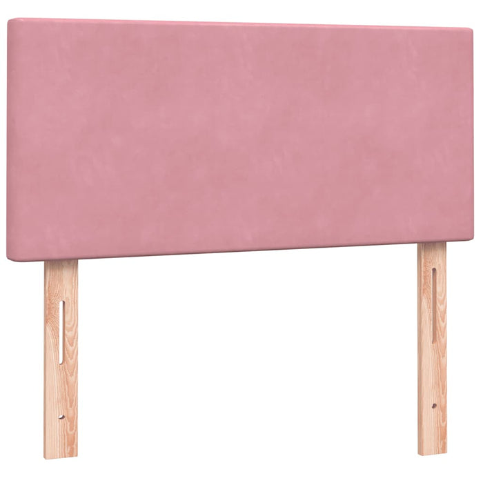 Pat cu arcuri cu saltea și LED, roz, 90x220 cm, catifea - WALTI WALTI