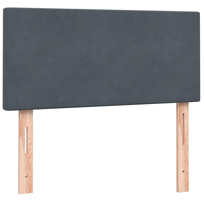 Pat cu arcuri cu saltea și LED, gri închis, 100x220 cm, catifea WALTI