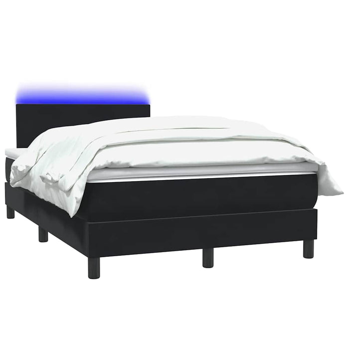 Pat cu arcuri cu saltea și LED, negru, 120x220 cm, catifea WALTI