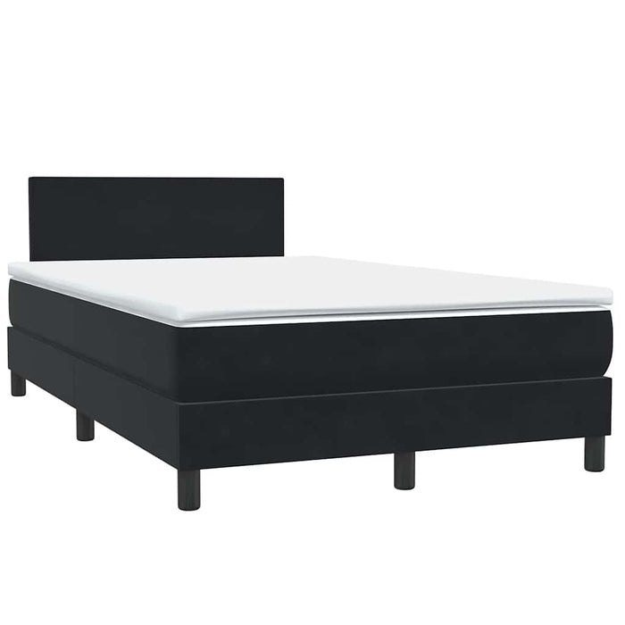 Pat cu arcuri cu saltea și LED, negru, 120x220 cm, catifea WALTI