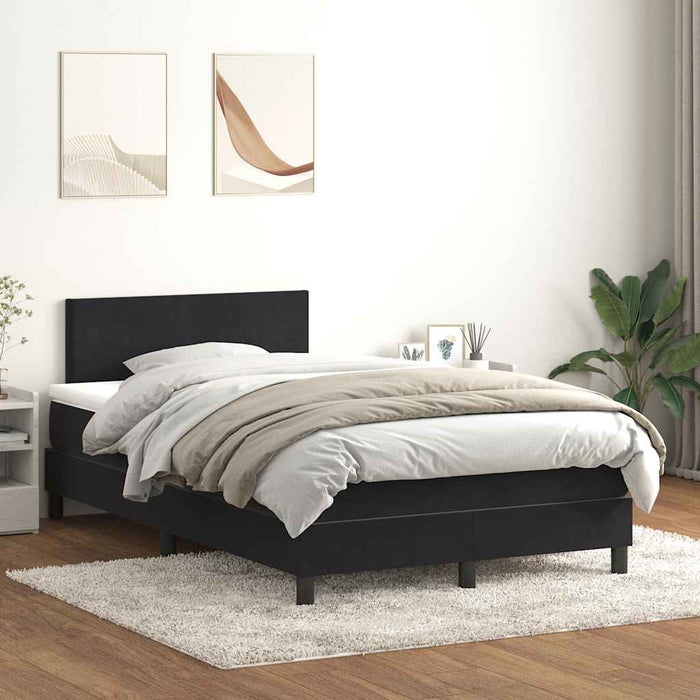 Pat cu arcuri cu saltea și LED, negru, 120x220 cm, catifea WALTI