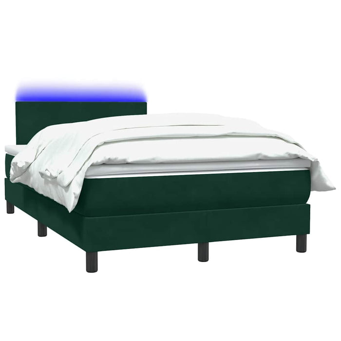 Pat cu arcuri cu saltea și LED, verde închis, 120x220 cm, catifea WALTI