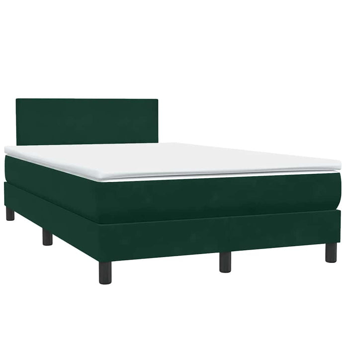 Pat cu arcuri cu saltea și LED, verde închis, 120x220 cm, catifea WALTI