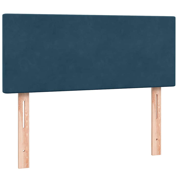 Pat cu arcuri cu saltea și LED, albastru închis, 120x220 cm, catifea WALTI