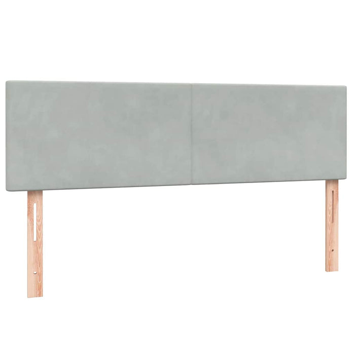 Pat cu arcuri cu saltea și LED, gri deschis, 160x220 cm, catifea WALTI