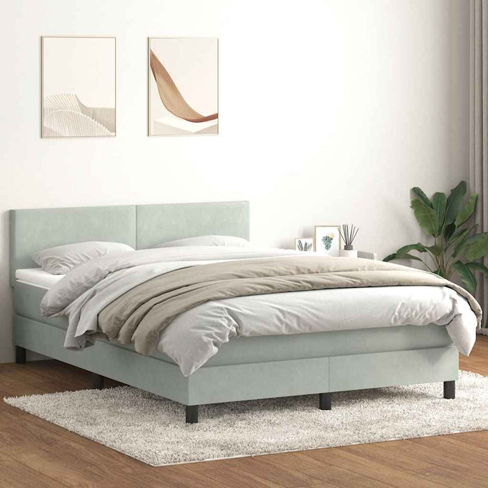 Pat cu arcuri cu saltea și LED, gri deschis, 160x220 cm, catifea WALTI
