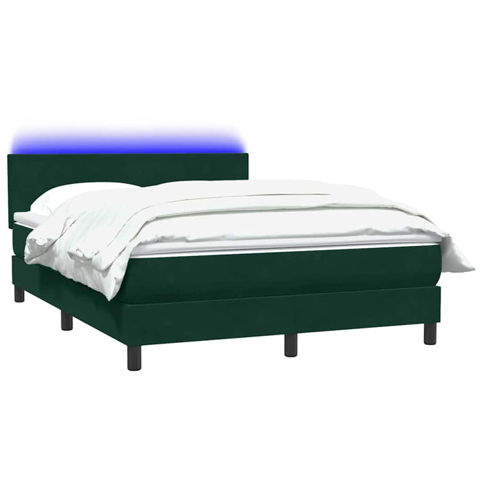 Pat cu arcuri cu saltea și LED, verde închis, 160x220 cm, catifea - WALTI WALTI