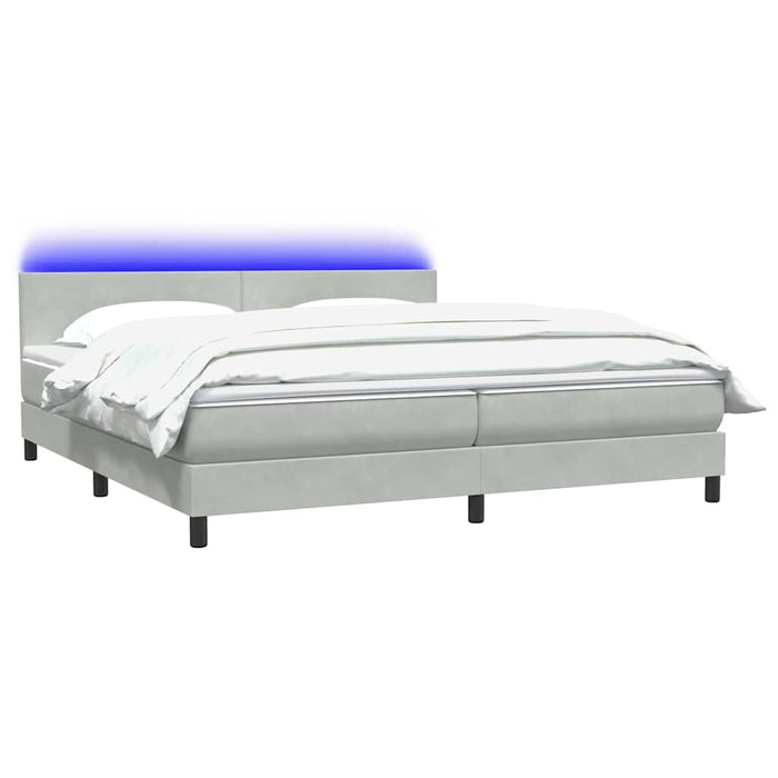 Pat cu arcuri cu saltea și LED gri deschis 180x220 cm catifea WALTI