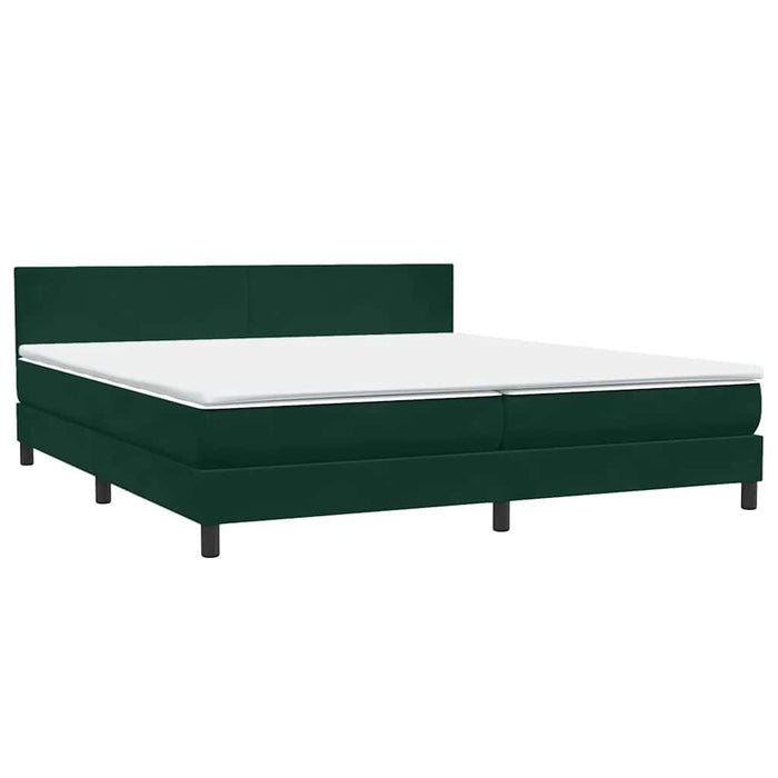 Pat cu arcuri cu saltea și LED, verde închis, 180x220 cm, catifea - WALTI WALTI