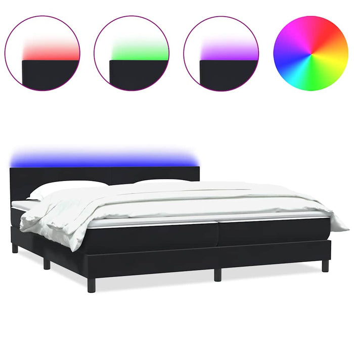 Pat cu arcuri cu saltea și LED, negru, 200x220 cm, catifea WALTI