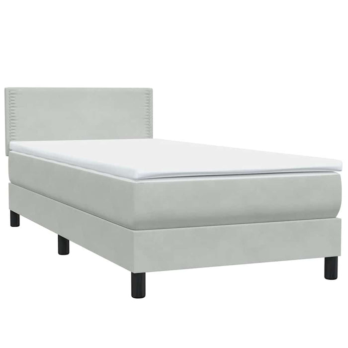 Pat cu arcuri cu saltea și LED, gri deschis, 80x210 cm, catifea - WALTI WALTI