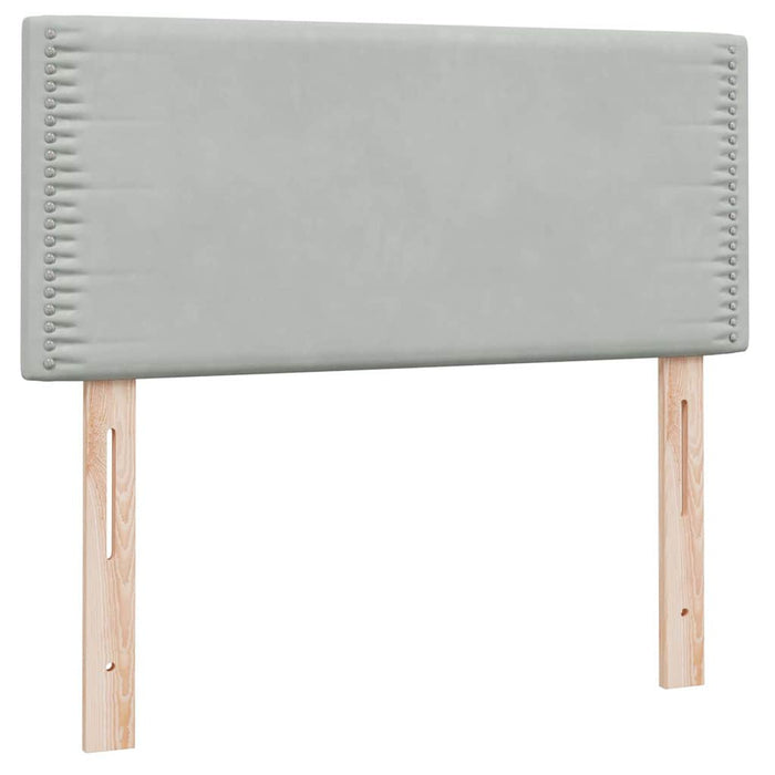 Pat cu arcuri cu saltea și LED, gri deschis, 80x210 cm, catifea - WALTI WALTI