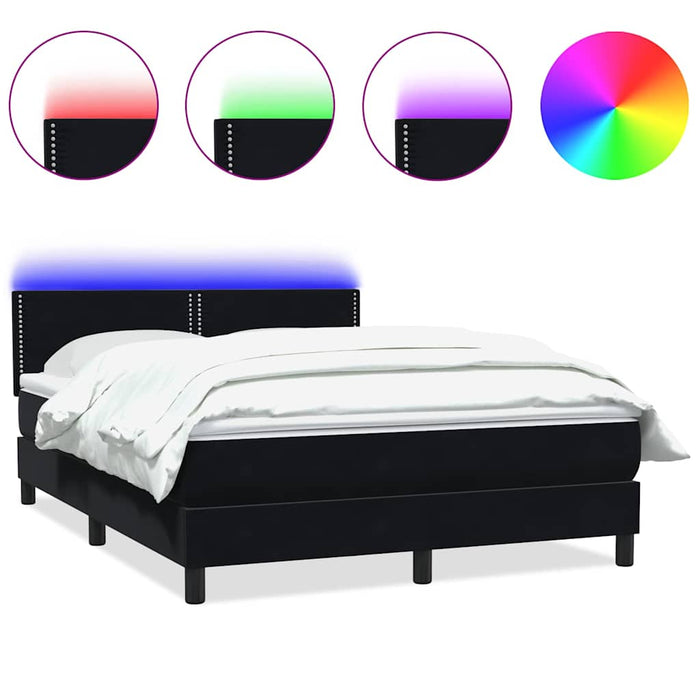 Pat cu arcuri cu saltea și LED, negru, 160x210 cm, catifea - WALTI WALTI