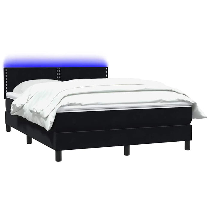 Pat cu arcuri cu saltea și LED, negru, 160x210 cm, catifea - WALTI WALTI