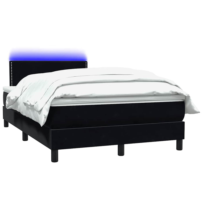 Pat cu arcuri cu saltea și LED, negru, 120x220 cm, catifea WALTI