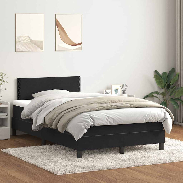 Pat cu arcuri cu saltea și LED, negru, 120x220 cm, catifea WALTI