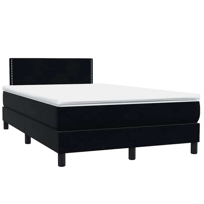 Pat cu arcuri cu saltea și LED, negru, 120x220 cm, catifea WALTI