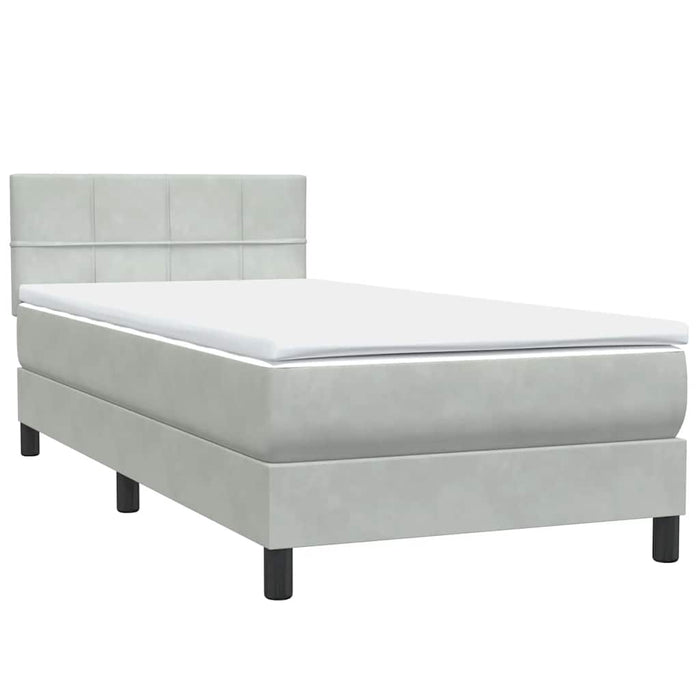 Pat cu arcuri cu saltea și LED, gri deschis, 80x210 cm, catifea - WALTI WALTI