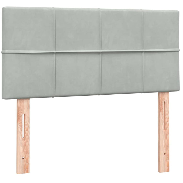 Pat cu arcuri cu saltea și LED, gri deschis, 80x210 cm, catifea - WALTI WALTI