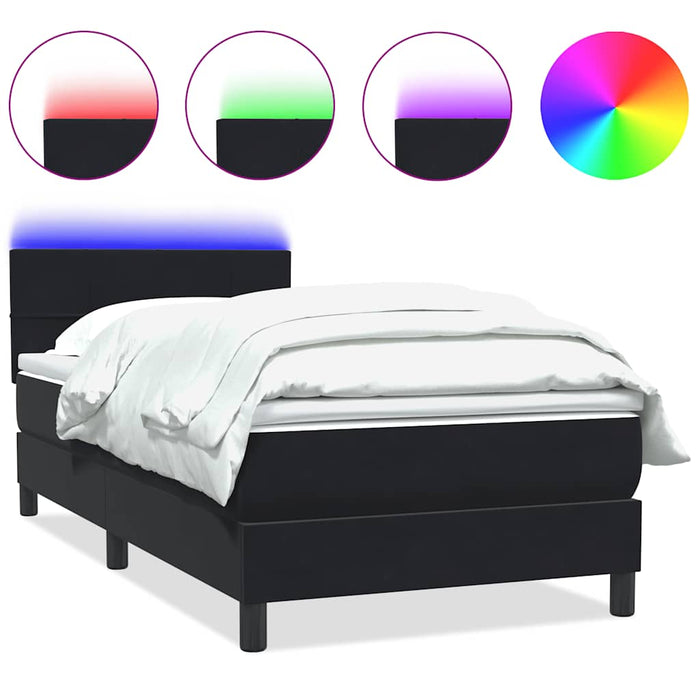 Pat cu arcuri cu saltea și LED, negru, 90x210 cm, catifea - WALTI WALTI