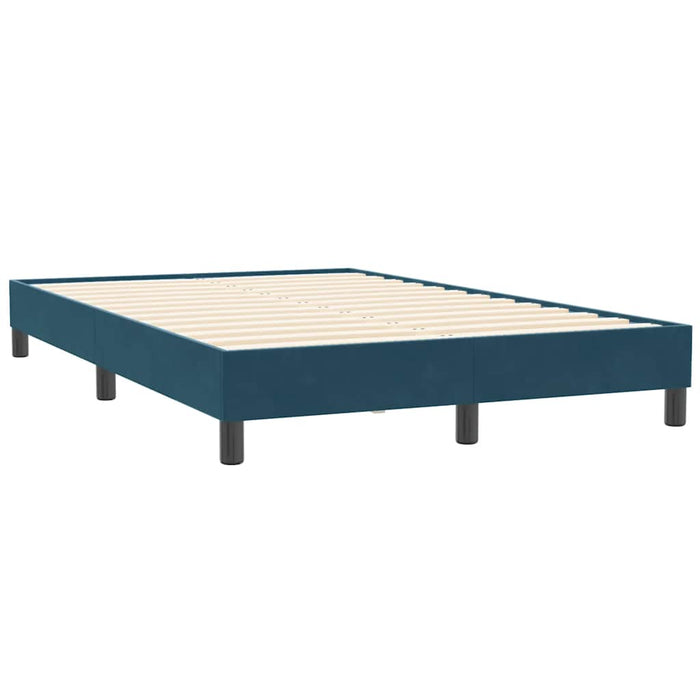Pat cu arcuri cu saltea și LED, albastru închis, 120x210 cm, catifea WALTI