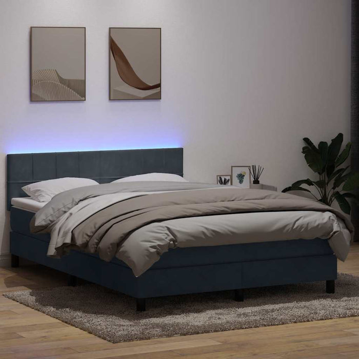 Pat cu arcuri cu saltea și LED, gri închis, 160x210 cm, catifea WALTI