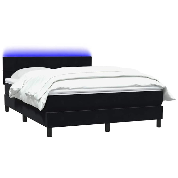 Pat cu arcuri cu saltea și LED, negru, 160x210 cm, catifea WALTI