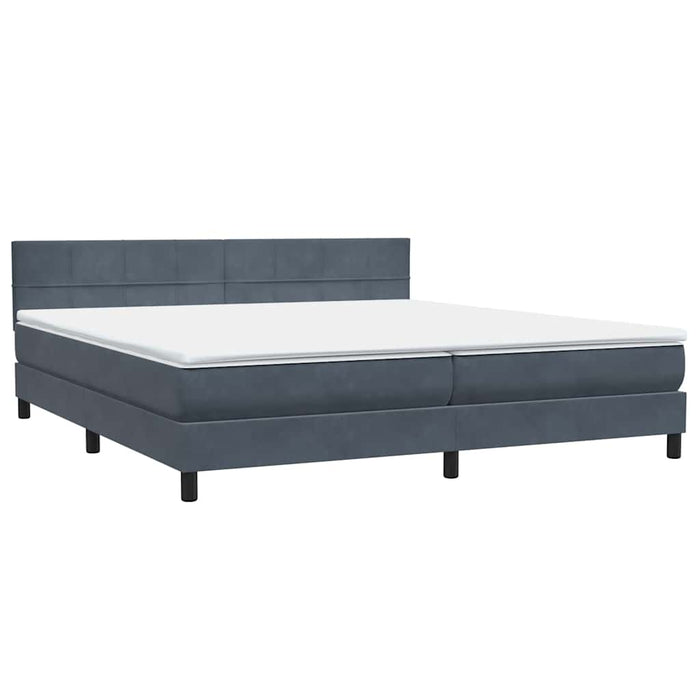 Pat cu arcuri cu saltea și LED, gri închis, 180x210 cm, catifea - WALTI WALTI