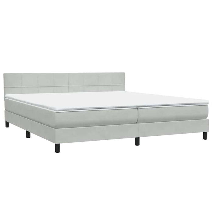 Pat cu arcuri cu saltea și LED, gri deschis, 200x210 cm, catifea WALTI