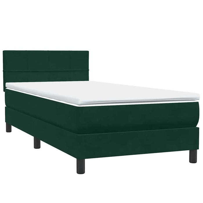 Pat cu arcuri cu saltea și LED, verde închis, 80x220 cm, catifea - WALTI WALTI