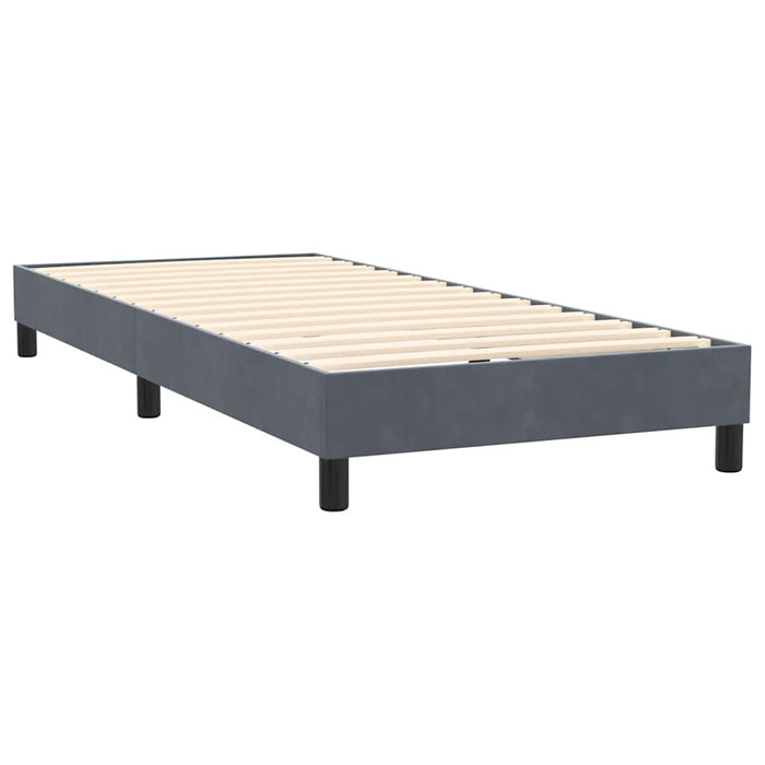 Pat cu arcuri cu saltea și LED, gri închis, 100x220 cm, catifea WALTI