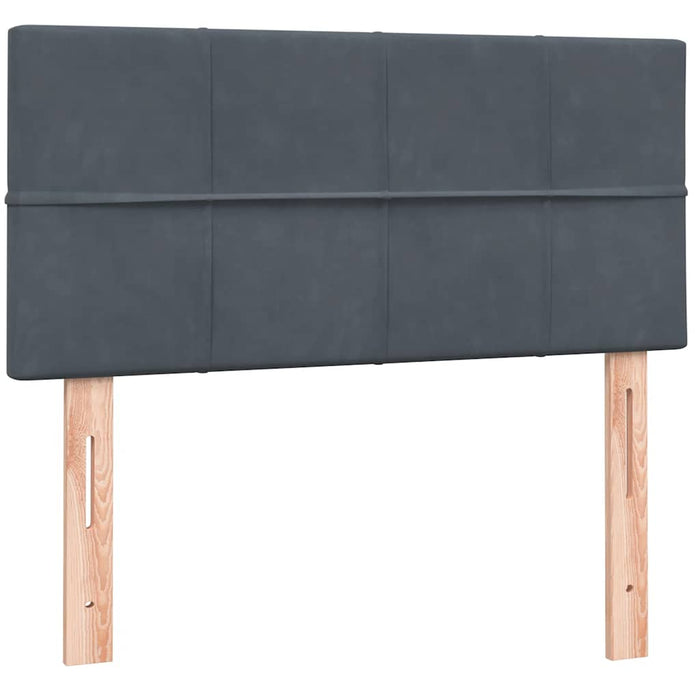Pat cu arcuri cu saltea și LED, gri închis, 100x220 cm, catifea WALTI