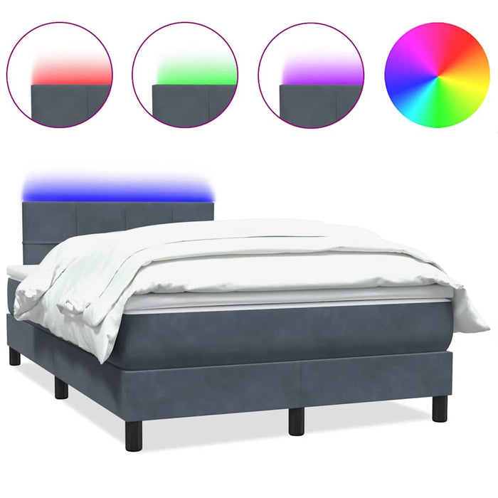 Pat cu arcuri cu saltea și LED, gri închis, 120x220 cm, catifea - WALTI WALTI