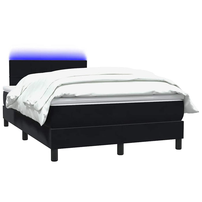 Pat cu arcuri cu saltea și LED, negru, 120x220 cm, catifea WALTI