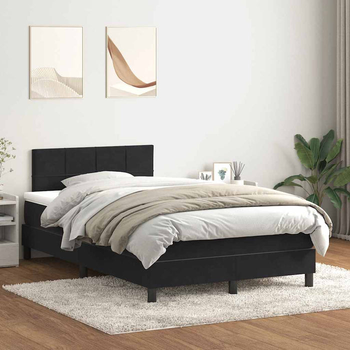 Pat cu arcuri cu saltea și LED, negru, 120x220 cm, catifea WALTI