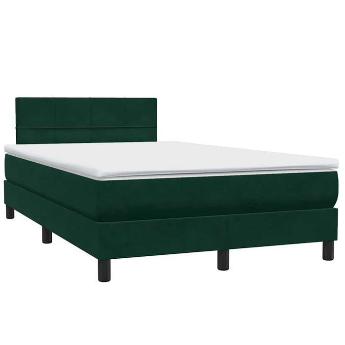 Pat cu arcuri cu saltea și LED, verde închis, 120x220 cm, catifea WALTI