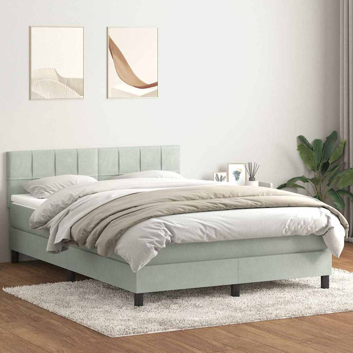Pat cu arcuri cu saltea și LED, gri deschis, 160x220 cm, catifea WALTI