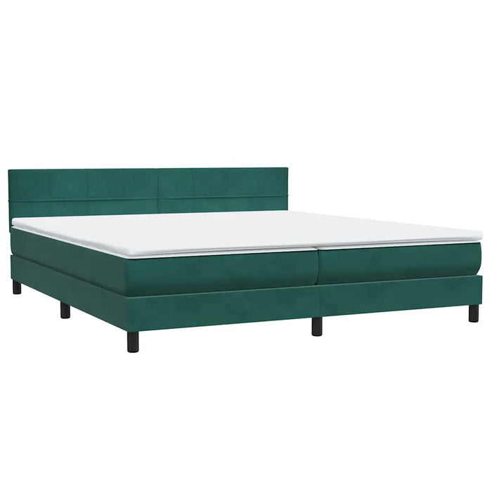 Pat cu arcuri cu saltea și LED, verde închis, 180x220 cm, catifea - WALTI WALTI