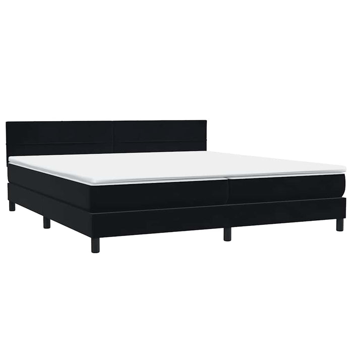Pat cu arcuri cu saltea și LED, negru, 200x220 cm, catifea WALTI