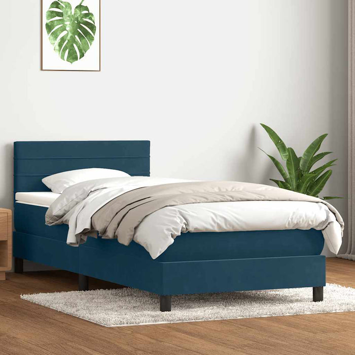 Pat cu arcuri cu saltea și LED, albastru închis, 80x210 cm, catifea - WALTI WALTI