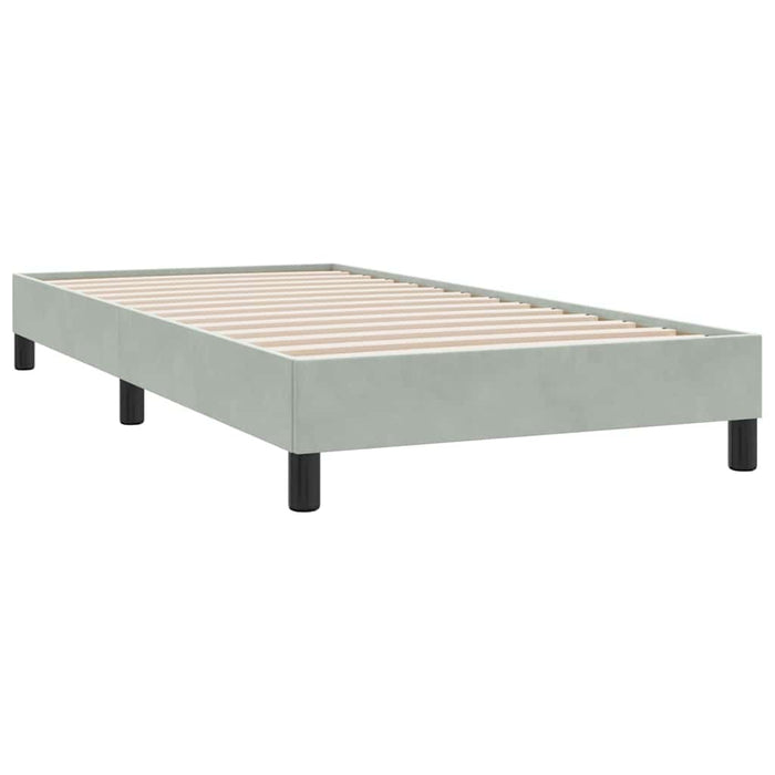 Pat cu arcuri cu saltea și LED, gri deschis, 90x210 cm, catifea WALTI
