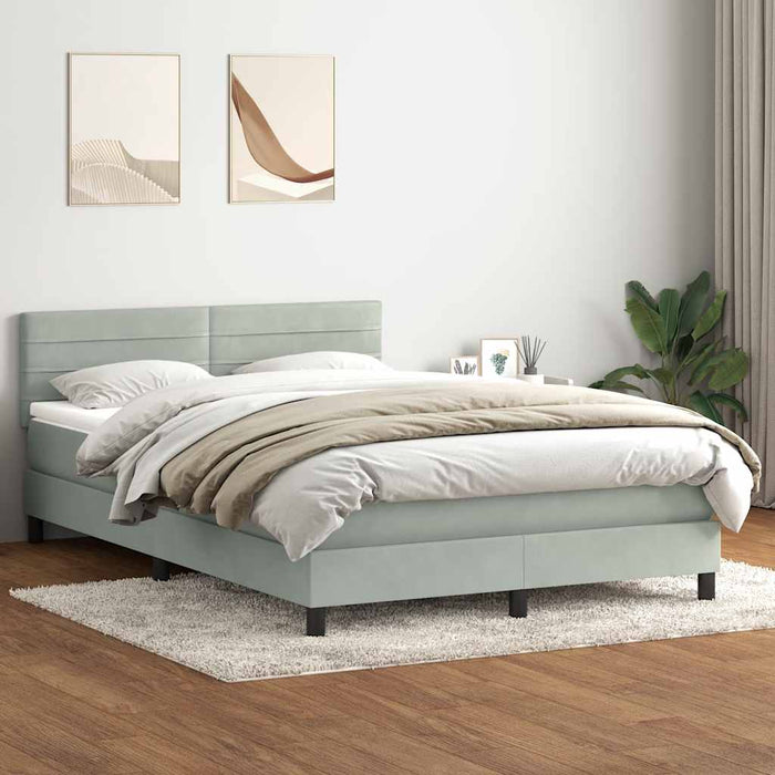 Pat cu arcuri cu saltea și LED, gri deschis, 160x210 cm, catifea WALTI