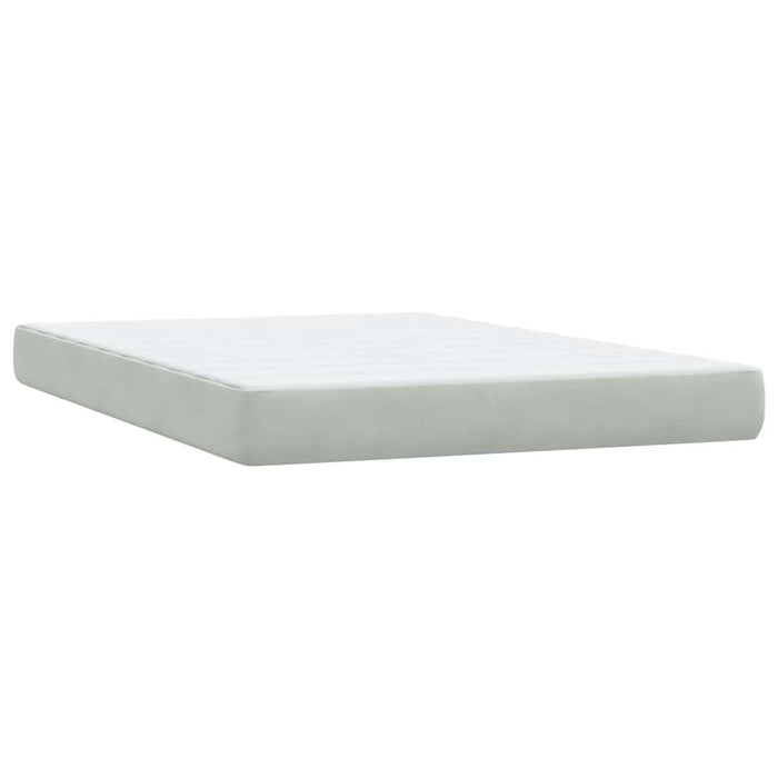 Pat cu arcuri cu saltea și LED, gri deschis, 160x210 cm, catifea WALTI